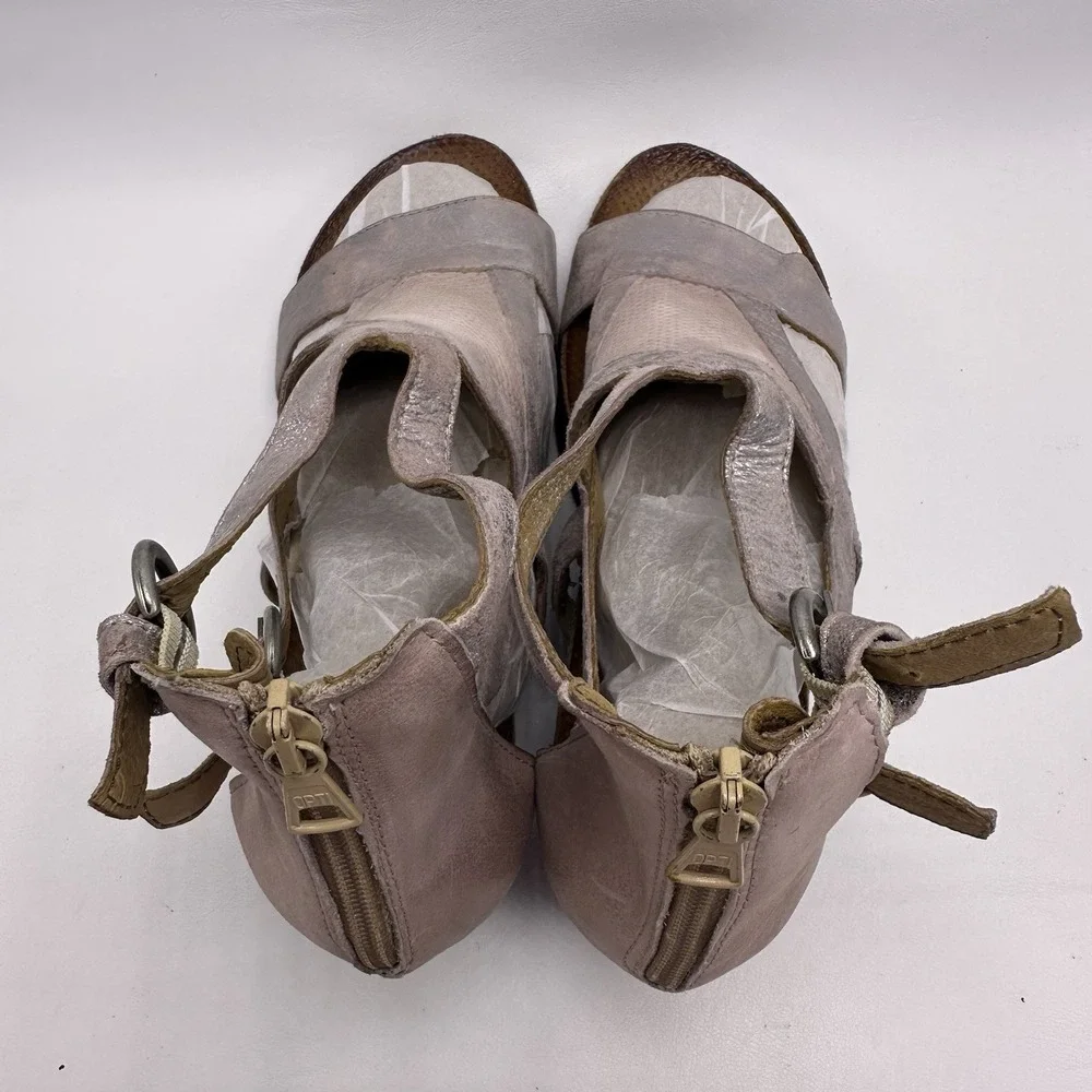 Miz Mooz Sandals Sawyer‎ Wedge Gladiator Silver Size 42EU 10.5 US